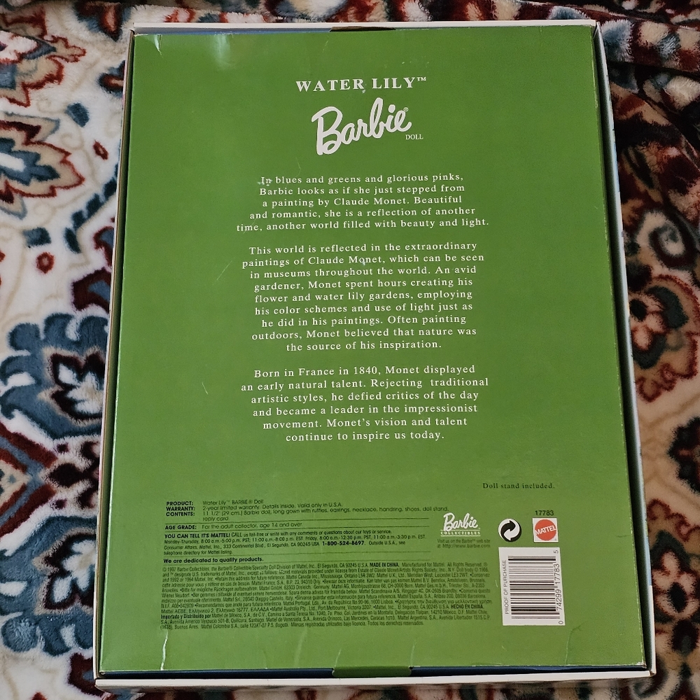 BNIB Vintage 1997 Mattel "Water Lily" Barbie Inspired by Claude Monet - Picture 8 of 11